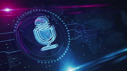 Microphone online podcast and on air live record symbol loop digital concept