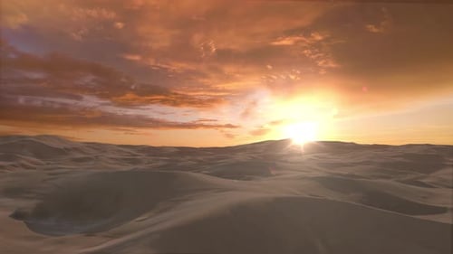 Desert with beautiful sunset and clouds, Aerial