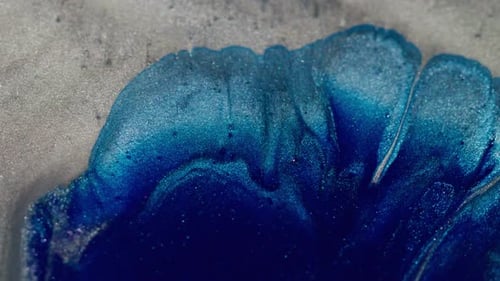 Swirling Blue and Silver Abstract Paint