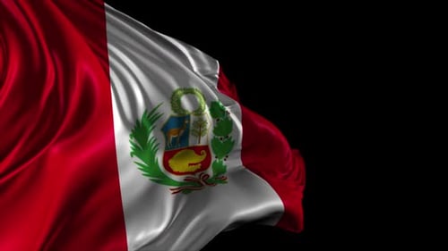 Dynamic Peru National Flag Waving in Wind