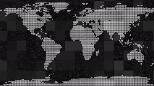 Digital World Map with Geometric Grid Animation
