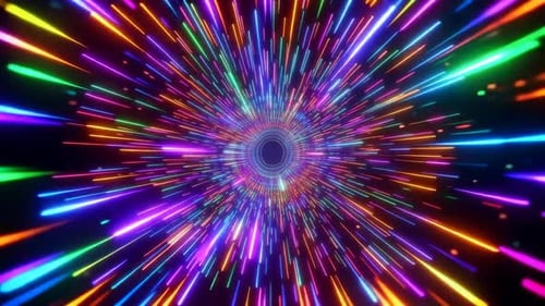 Boucle de tunnel lumineux hyper rapide au néon abstrait avec gel coloré
