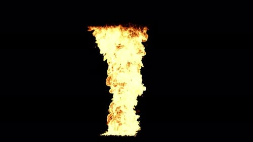 Large scale fire burning on transparent background.