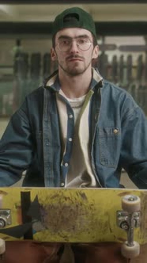 Portrait of Young Skateboarder at Indoor Skatepark