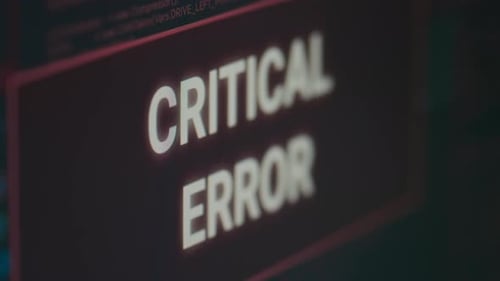 Computer Screen Displays a Critical Error Message