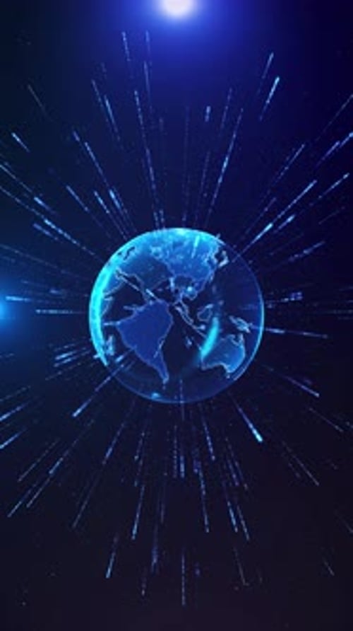 Futuristischer digitaler Globus der Erde, glühende Datenpunkte, Netzwerkverbindungen, Hintergrund weltweit