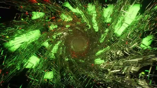 Abstract tunnel with vibrant green lights for futuristic vibe