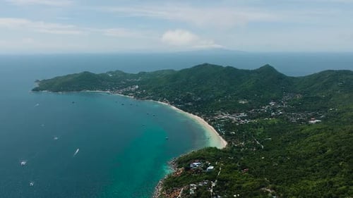 Scenic Coastline View with Lush Greenery and Turquoise Sea Koh Tao Thailand