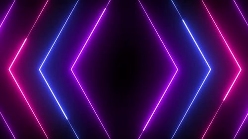 Neon Glowing Geometric Rhombus Tunnel Loop Background