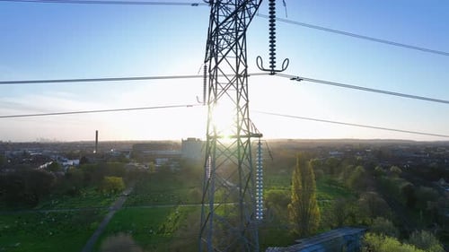 High Voltage Electricity Pylon in the Early Morning