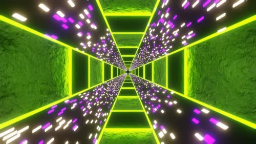 Lime Sci-Fi Neon Glow Cyber Tunnel Background Vj Loop In 4K