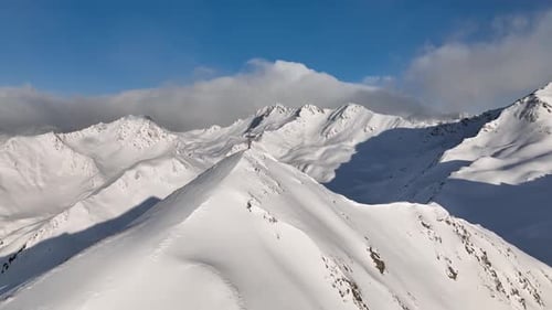 Snow-covered mountain landscape in South Tyrol