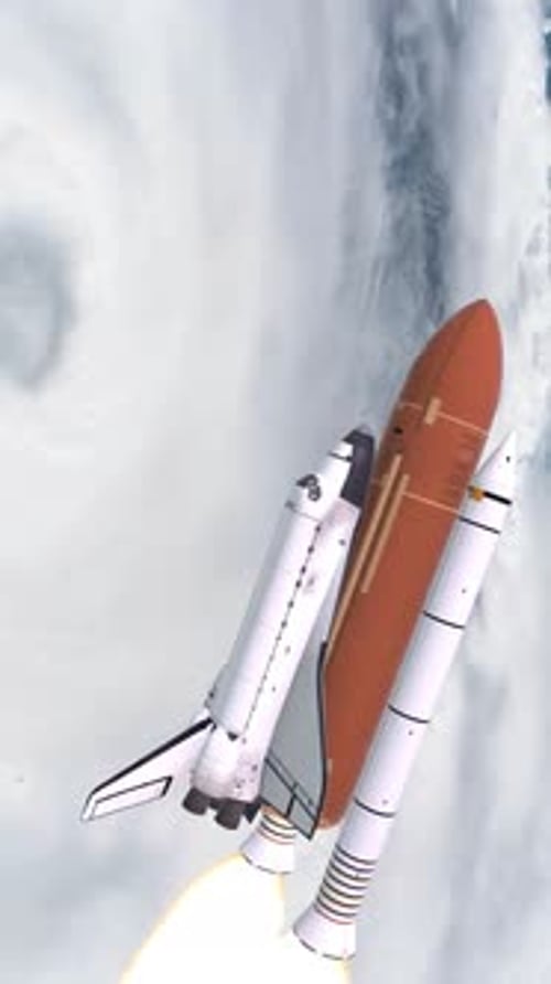 Space Shuttle Launching into Orbit Vertical Animation