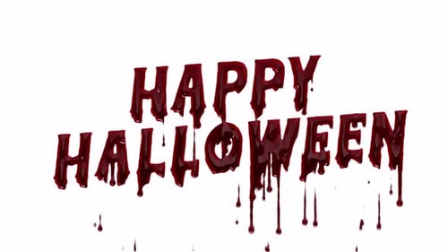 Blood Dripping Happy Halloween Text Title Animation