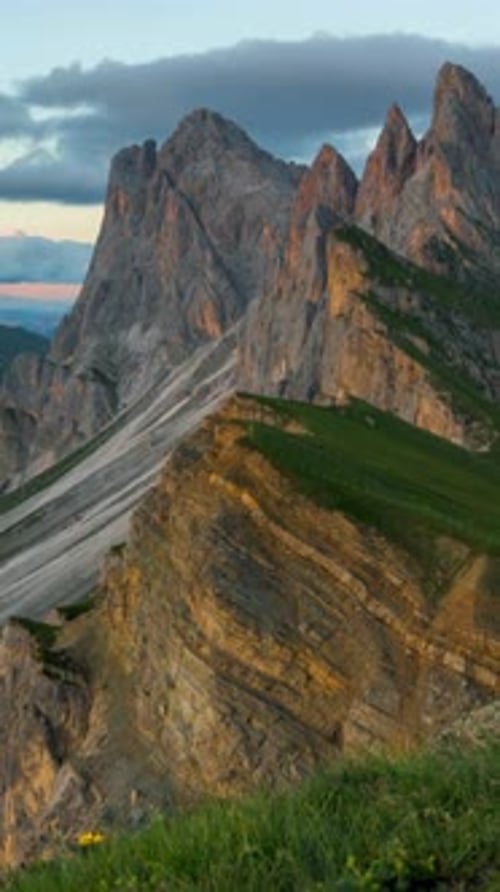 Vertical View Of Mountains Hills and Nature in Dolomites, Italy
