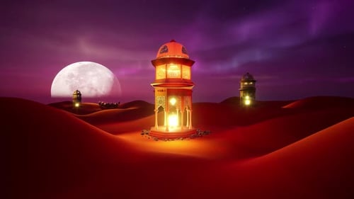 Islamic Lanterns Shine In The Desert