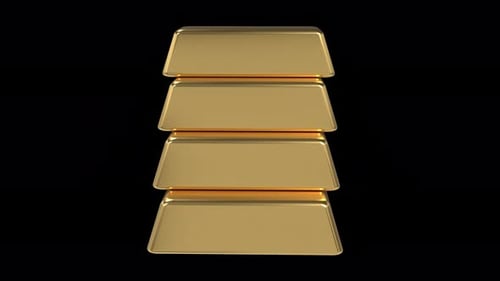 Gold bars animation. Stacks of gold bars animation. 3D illustration of gold bars. Business financial