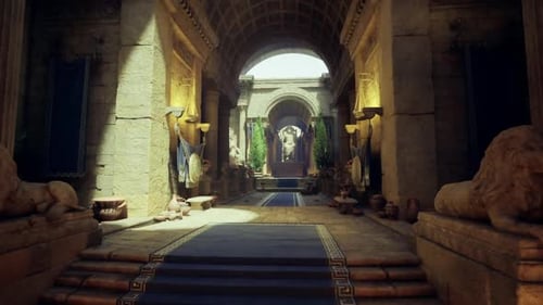 Celebratory Walkway Decorated with Arches and Statues Shines Brightly