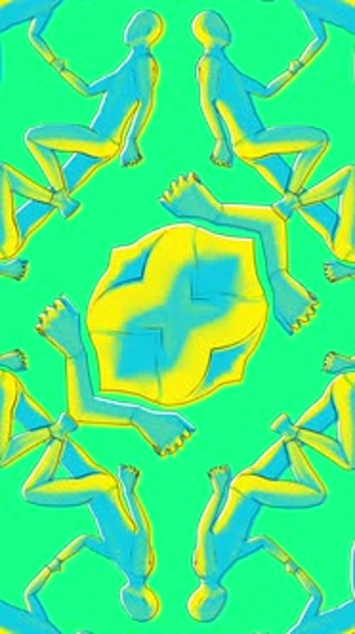 Illustrated Characters Running Pattern