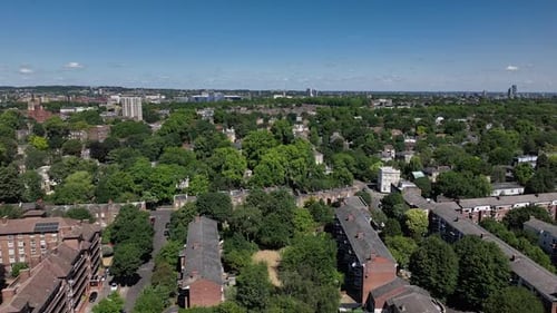 Aerial view of north london in summer