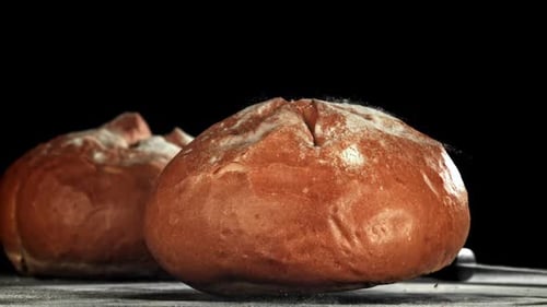 The Bread Falls on the Table Filmed on a Highspeed Camera at 1000 Fps