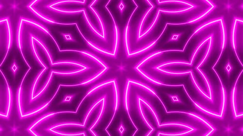 Seamless Glowing Neon Kaleidoscope Pattern Background