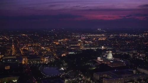 Washington dc aerial view of the capitol building at dawn with cineflex