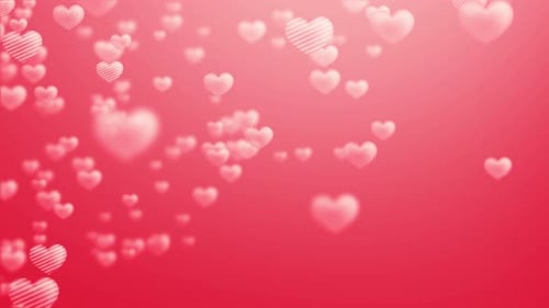 Romantic Red Background with Floating Hearts