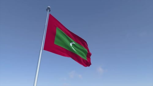 Maldives National Flag Waving Realistic Animation
