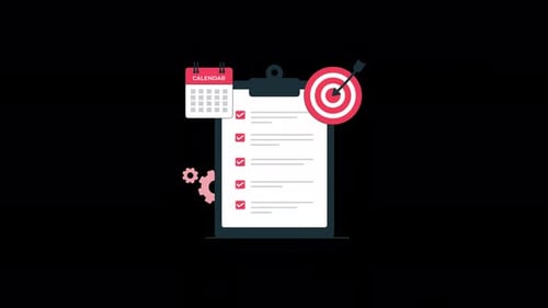 Flat Design Animated Checklist with Target and Calendar