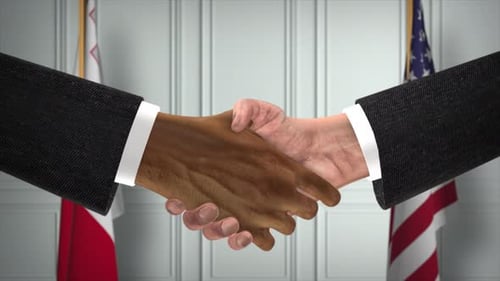 Diverse Handshake Animation with International Flags