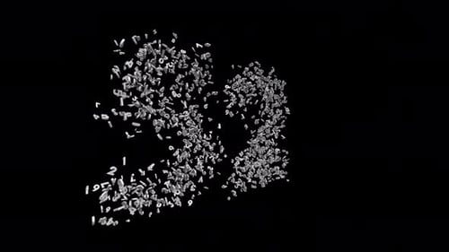 Number 52 Made of Numbers with Alpha Channel. 3D Font Number Animation. Transparent Background