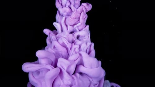 Lilac Colorful Ink Paint Top View Blending in the Water in Slow Motion Ink Liquid Underwater on