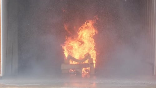 Fire Suppression System Engaged to Control Flames