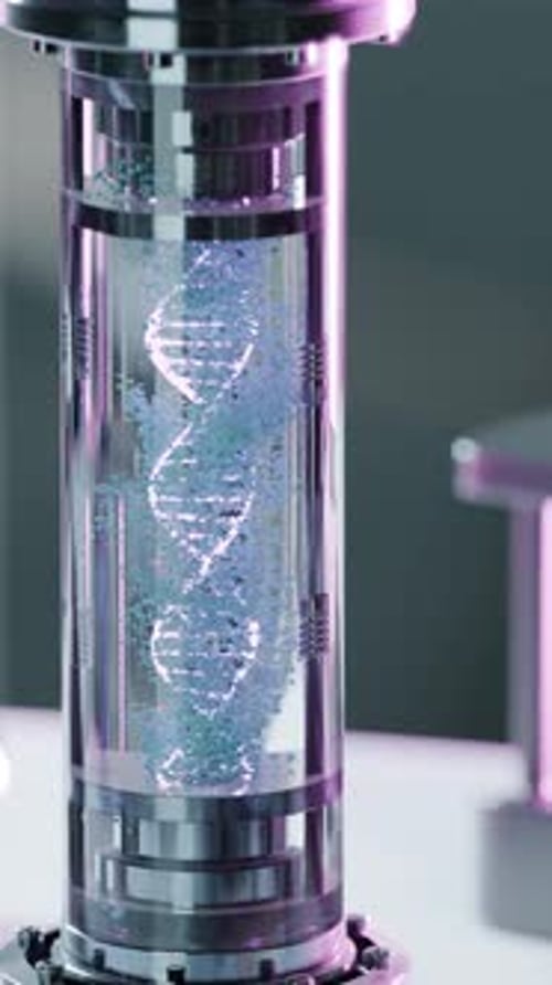 Futuristic DNA Double Helix Dissolving Particle Animation