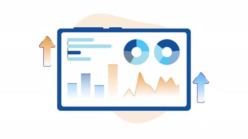 Business infographic data visualizations and upward arrows. Ideal for reports, and presentations