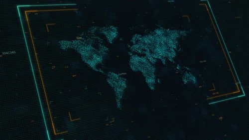 Global Business and Technology Concept with Digital Display Screen