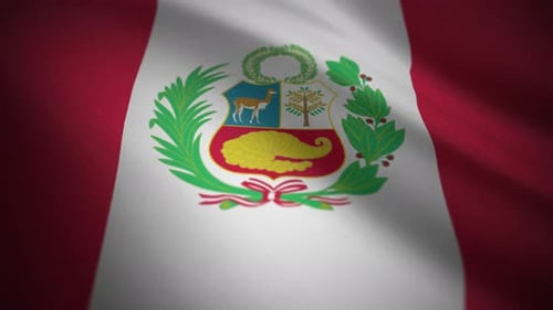 Realistic Waving Peru Flag National Symbol Animation