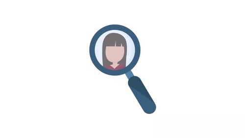 Flat Design Magnifying Glass Reveals User Profile