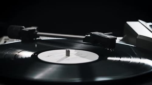 Vinyl Record Spinning on Vintage Turntable