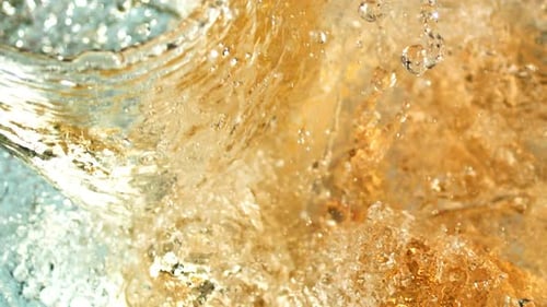 Orange Liquid Splashing and Swirling in Abstract Motion