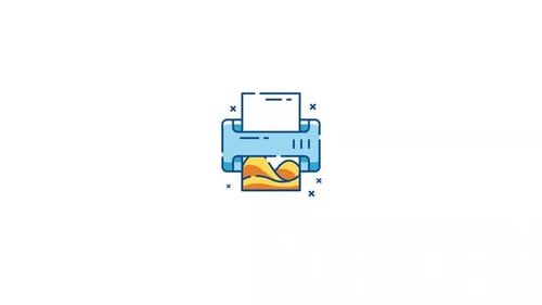 Modern Printer Icon Animation Printing Document