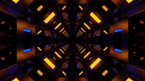 Blauer und orangefarbener gespiegelter achteckiger Tunnelhintergrund Vj Loop in HD