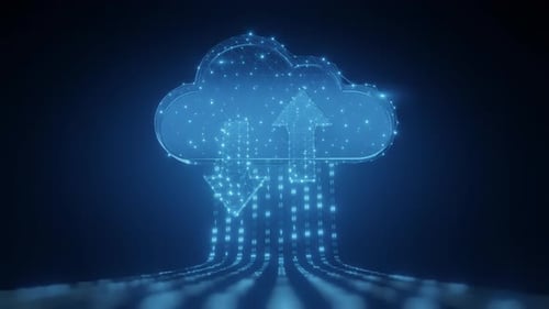 Cloud numérique avec flux de données binaires et flèches