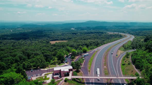 Victor Cushwa Memorial Bridge. Dry van - reefer semi truck on a scenic ...