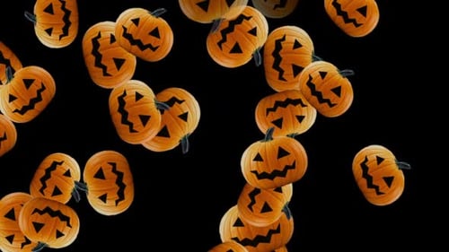 Pumpkins Flowing On Black Background