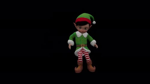 Un lutin de Noël danse avec une longue boucle amusante avec Alpha Channel 11