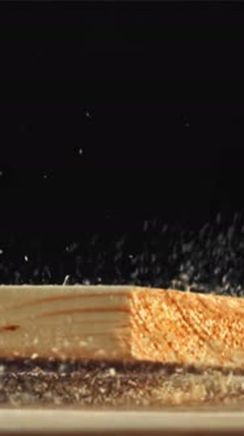 The Planks Fall on the Carpenter's Table Filmed on a Highspeed Camera at 1000 Fps