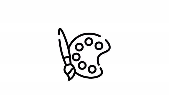 Animated Artist Palette and Paintbrush Icon Loop, Elements Motion ...
