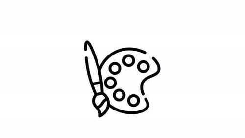 Animated Artist Palette and Paintbrush Icon Loop